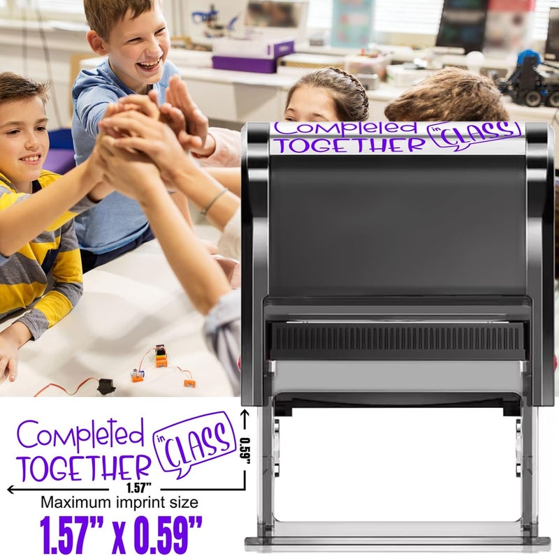 Bertiveny Complete Together in Class Stamps Teacher Stamps for Classroom Grading Teacher Self-Inking Stamps for School Classroom Supplies,Complete Together Stamps Purple - Image 1